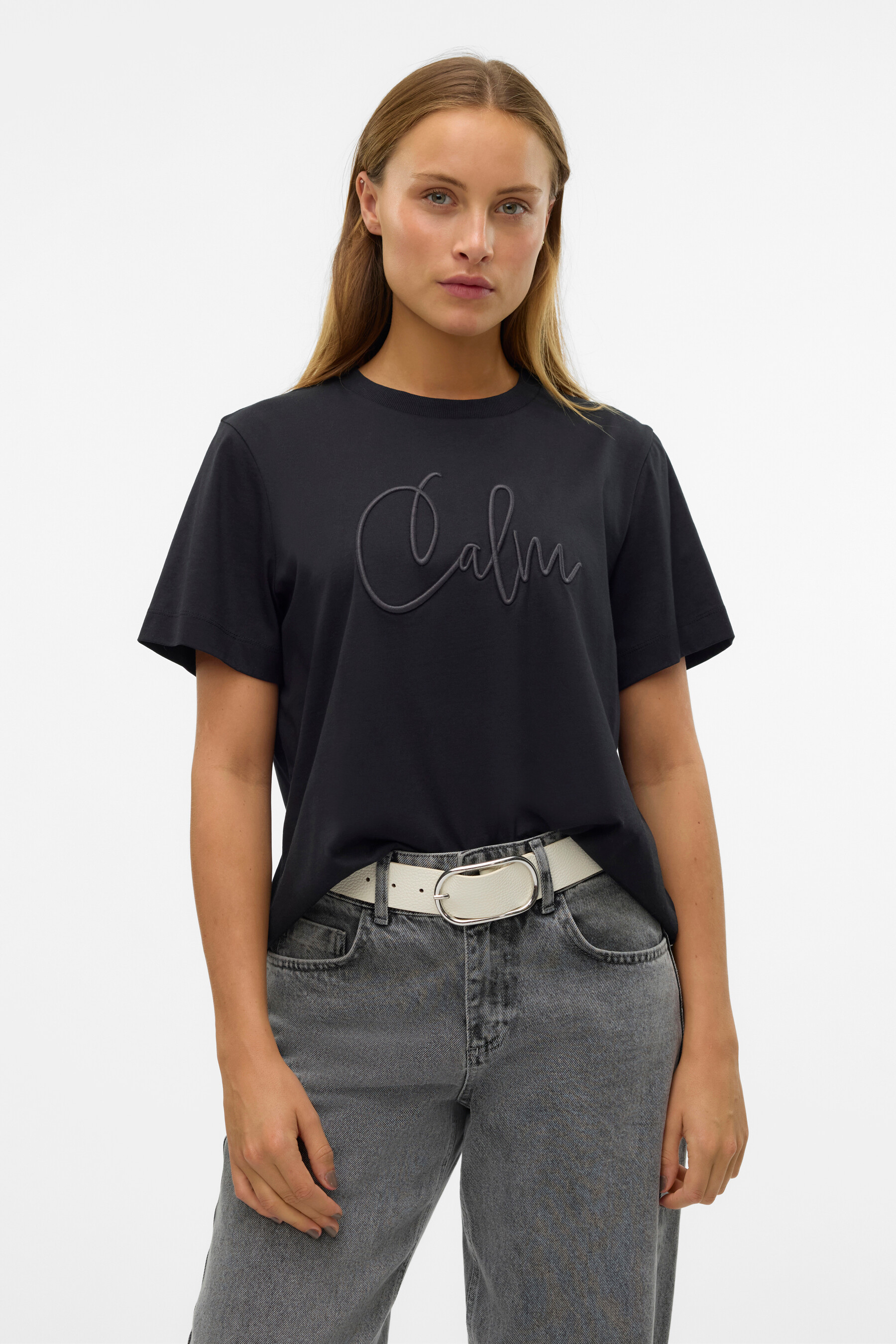 T shirt korte mouwen Zwart VERO MODA 10321312 BLACK CALM POINTCARRE